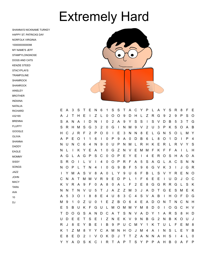 Word Search Puzzles Hard Printable