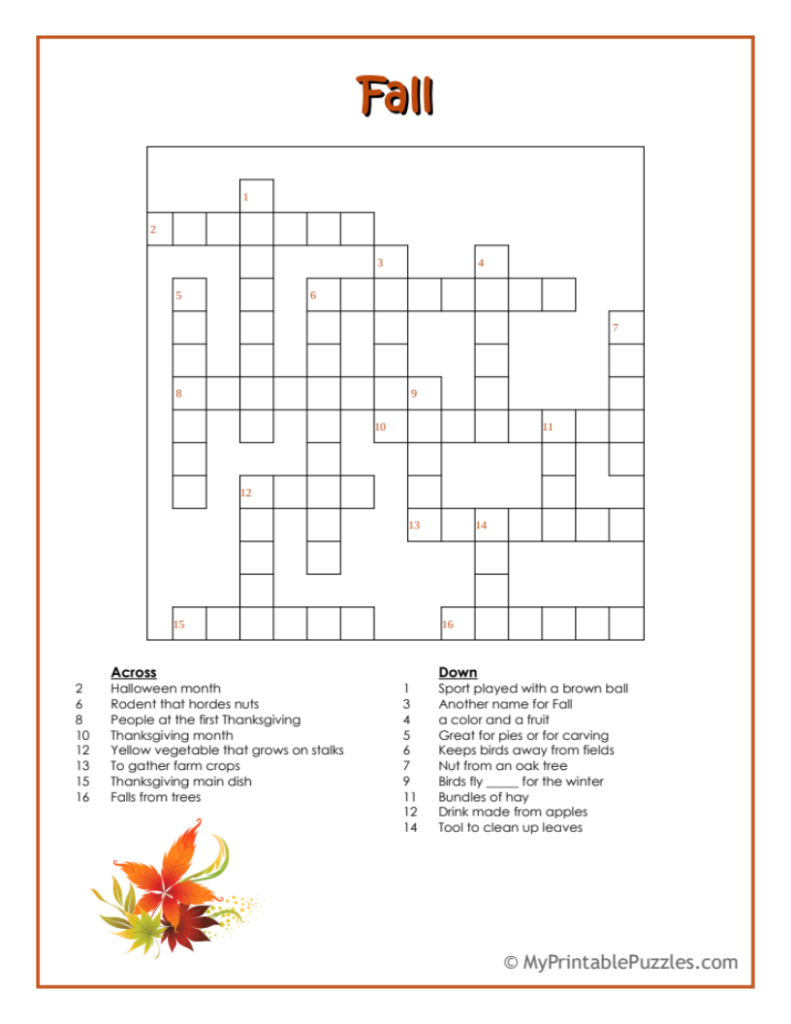 Themed Crossword Puzzles Printable
