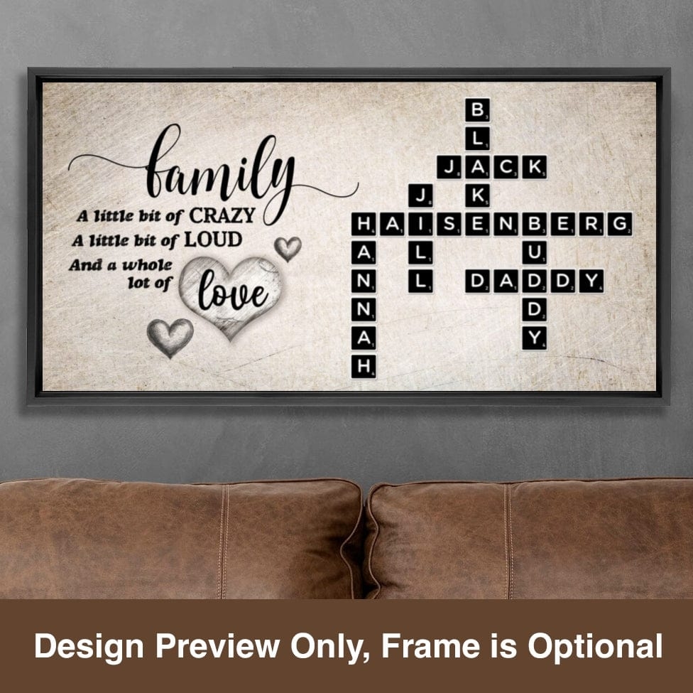 Family Name Crossword Wall Decor Custom Family Name Canvas 