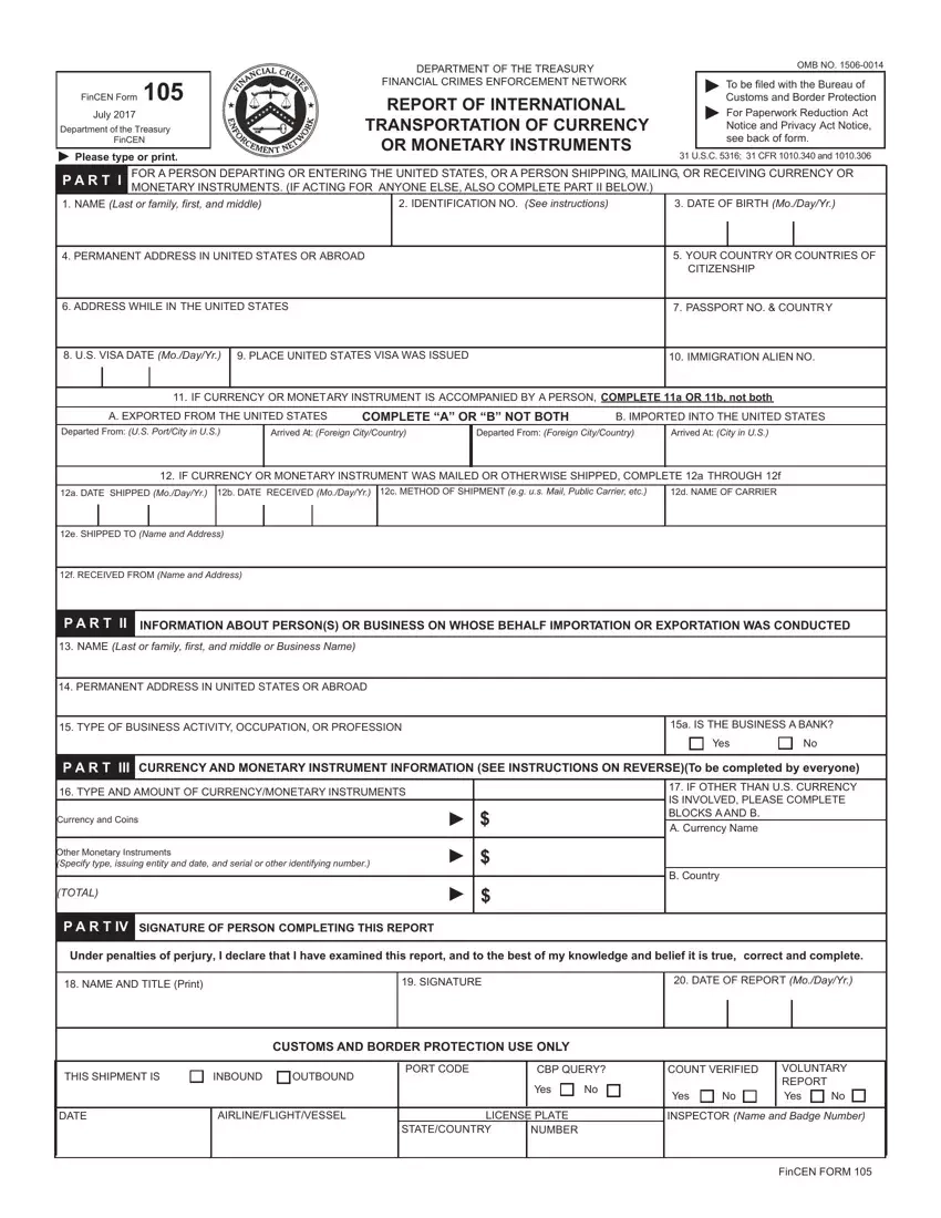 Fincen Form 105 Fill Out Printable PDF Forms Online