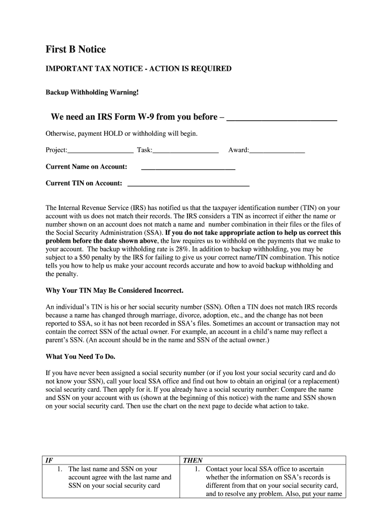 First B Notice Form Fill Online Printable Fillable Blank 
