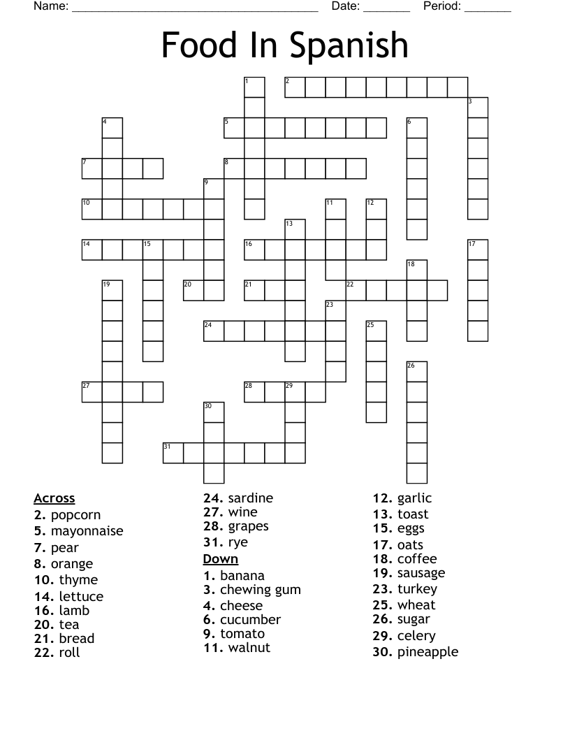 Crossword Puzzles In Spanish