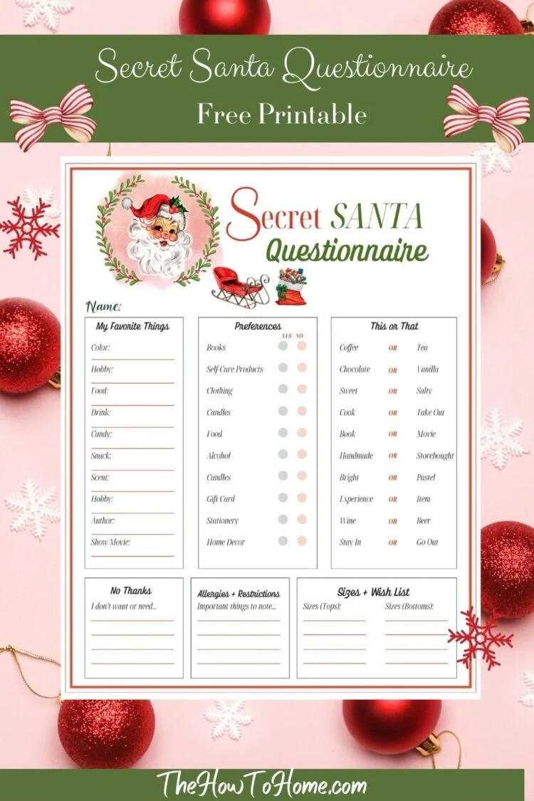 For Family Secret Santa Lists Secret Santa Questions Template 
