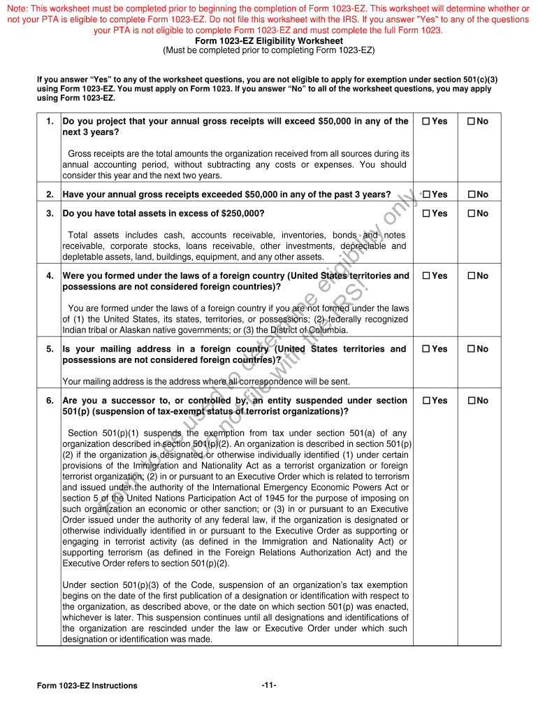 Irs Form 1023-Ez