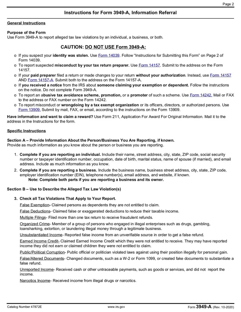 Irs Form 3949-A Information Referral