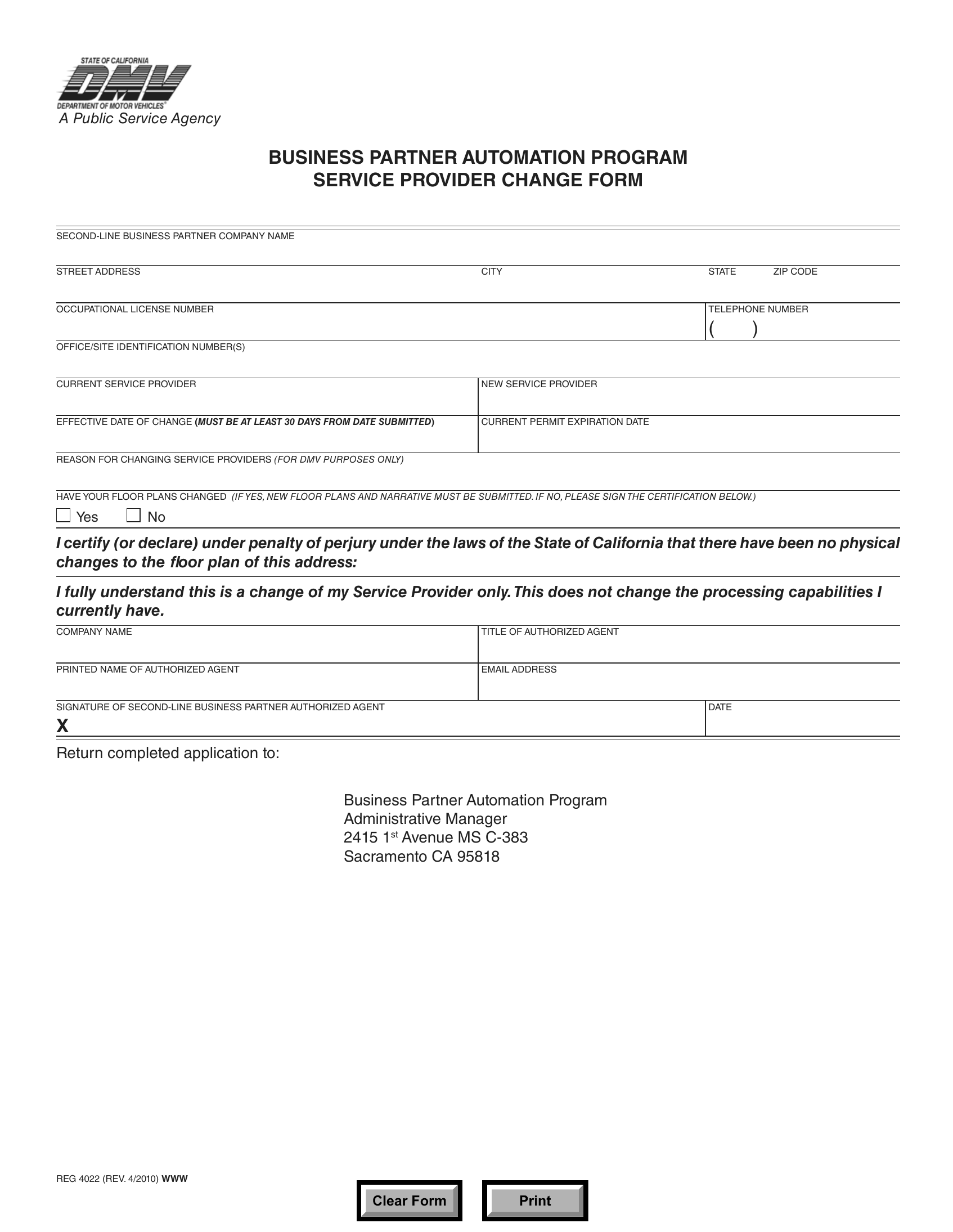 Form 4022 Printable