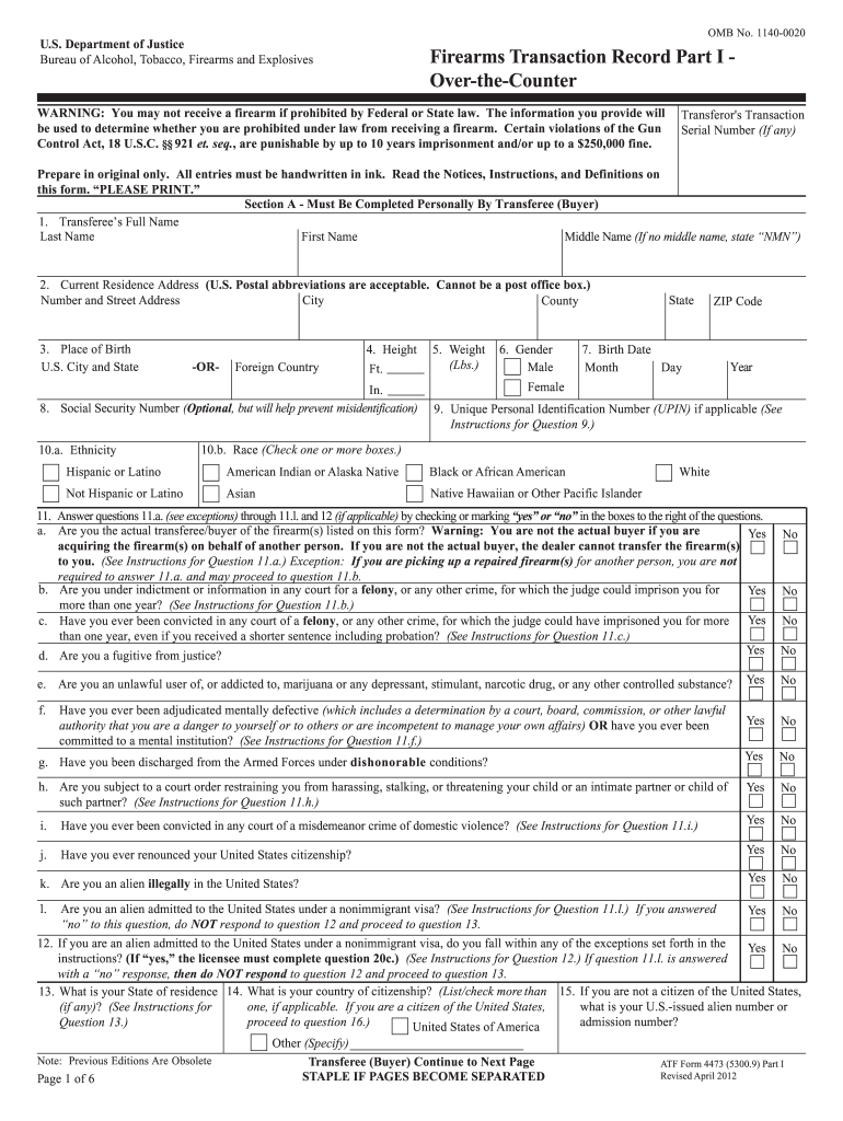 Form 4473 Questions And Answers Fill Out amp Sign Online DocHub