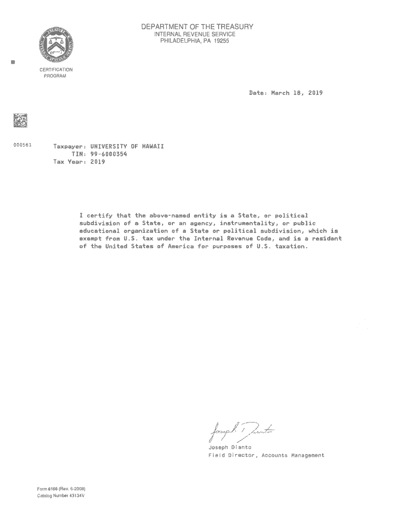 Irs Form 6166 Apostille