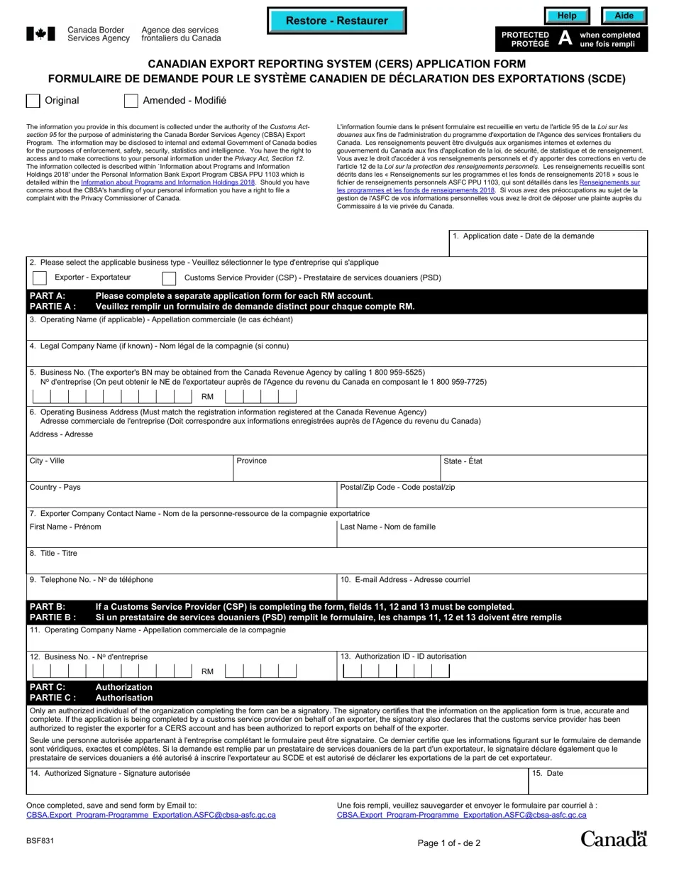 Form BSF831 Fill Out Sign Online And Download Fillable PDF 