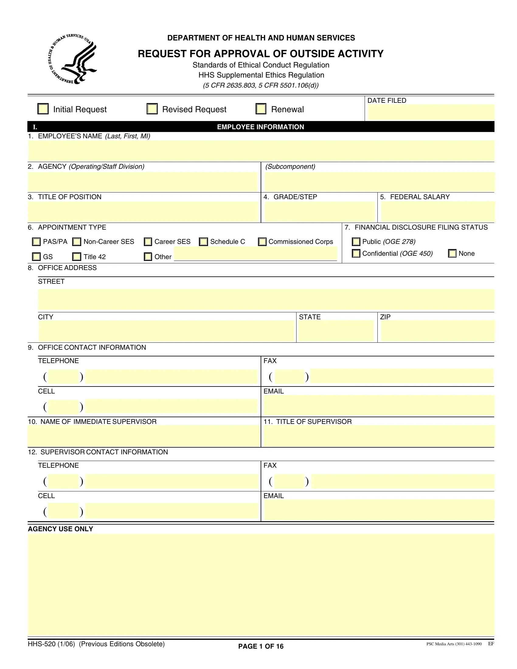 Form Hhs 520 Fill Out Printable PDF Forms Online