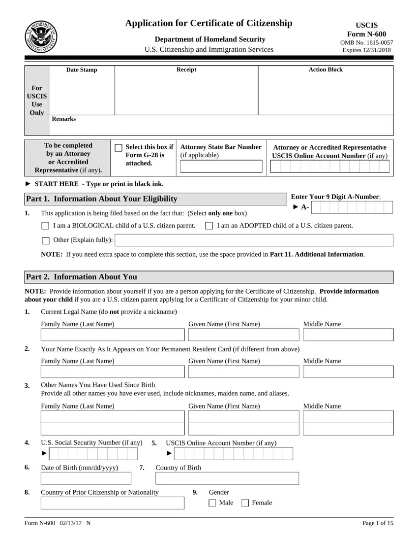 Form N600 Citizenship Fill Out Printable PDF Forms