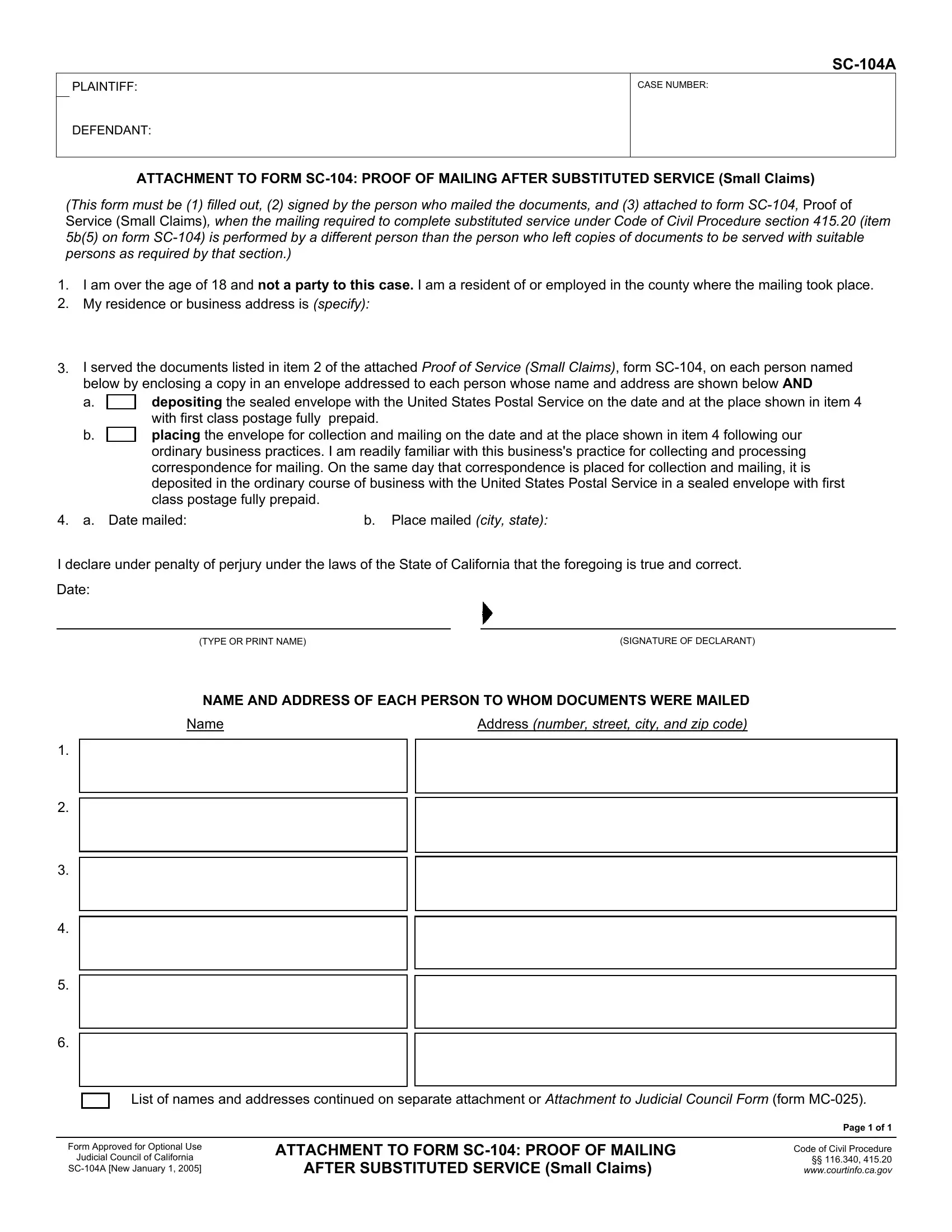 Form Sc 104A Fill Out Printable PDF Forms Online