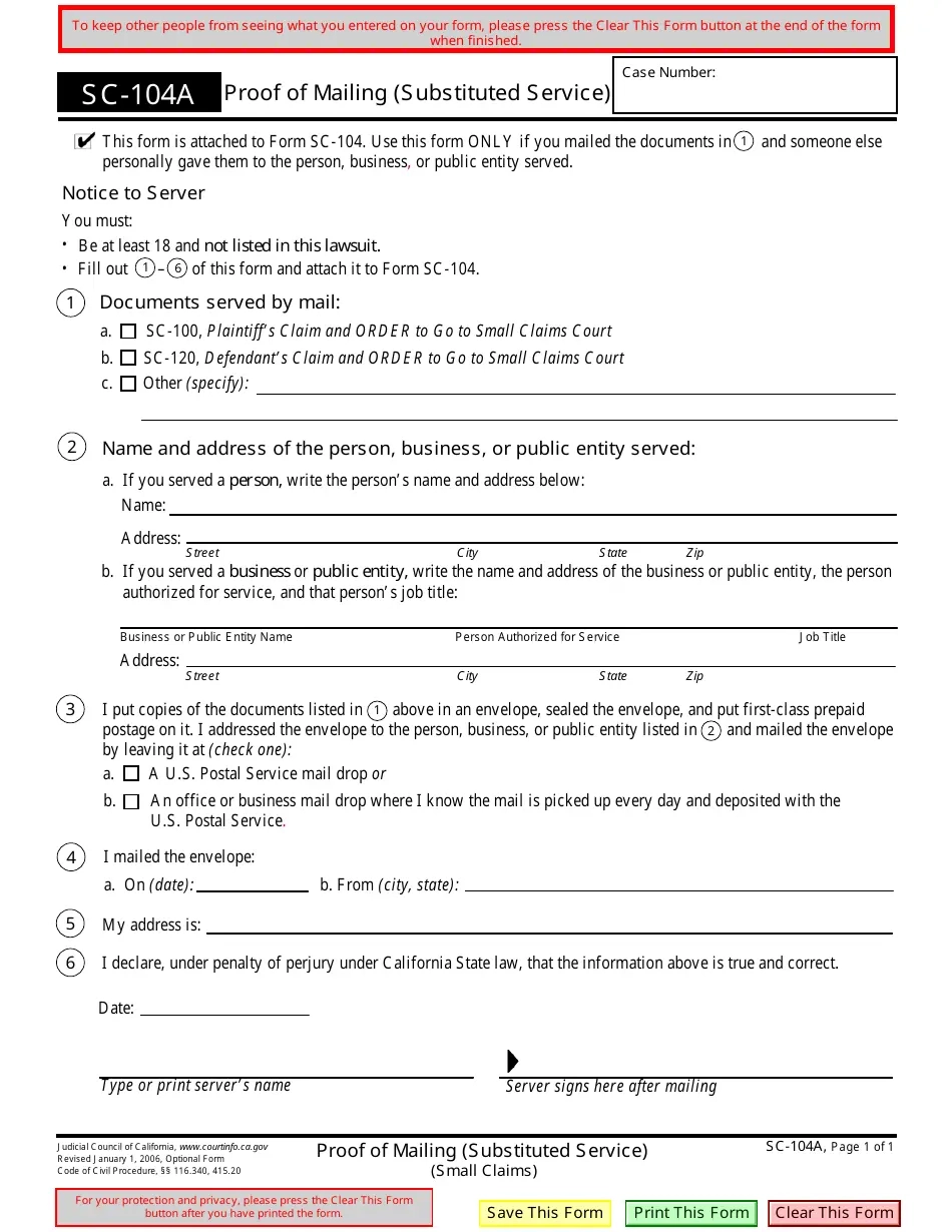 Form SC 104A Fill Out Sign Online And Download Fillable PDF 