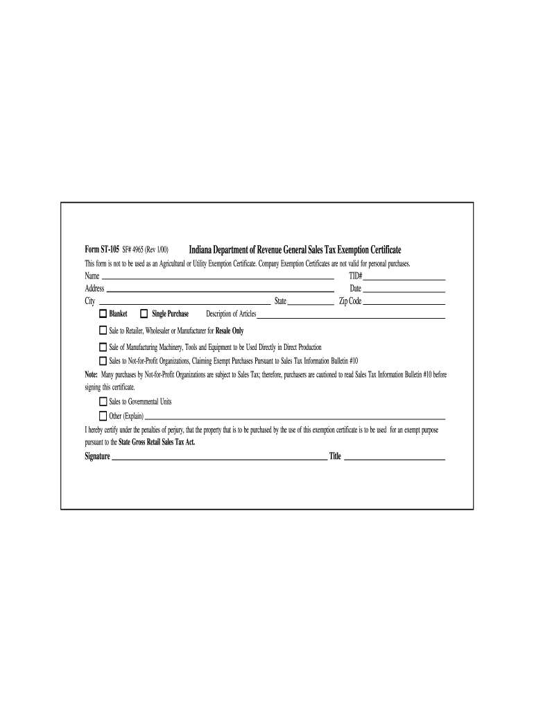 Form St 105 Printable