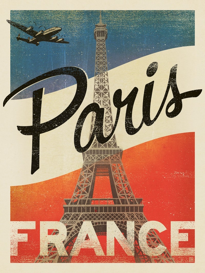 France Paris Vintage Print Anderson Design Group