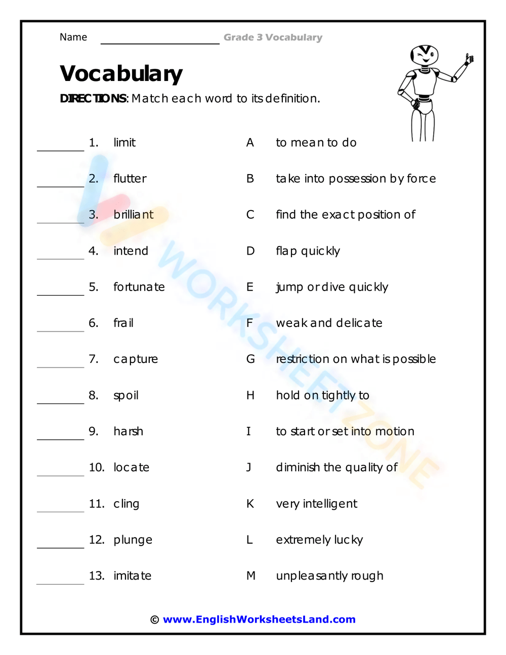 Free 3rd Grade Vocabulary Worksheet Download Free 3rd Grade 