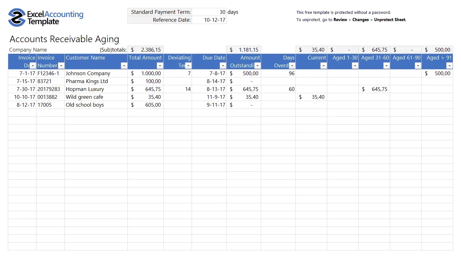 Free Accounting Templates In Excel Download For Your Business