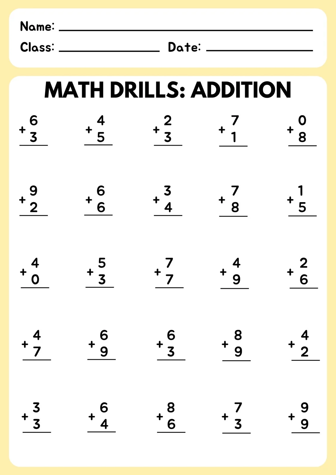 Free Printable Addition Worksheets For Kids