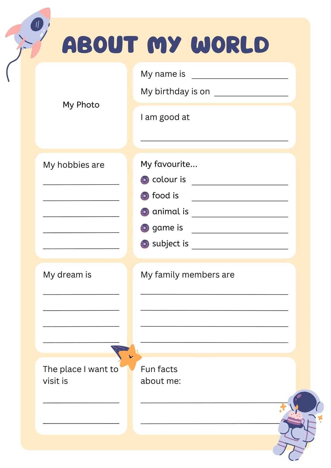 Printable All About Me Worksheet For Fun