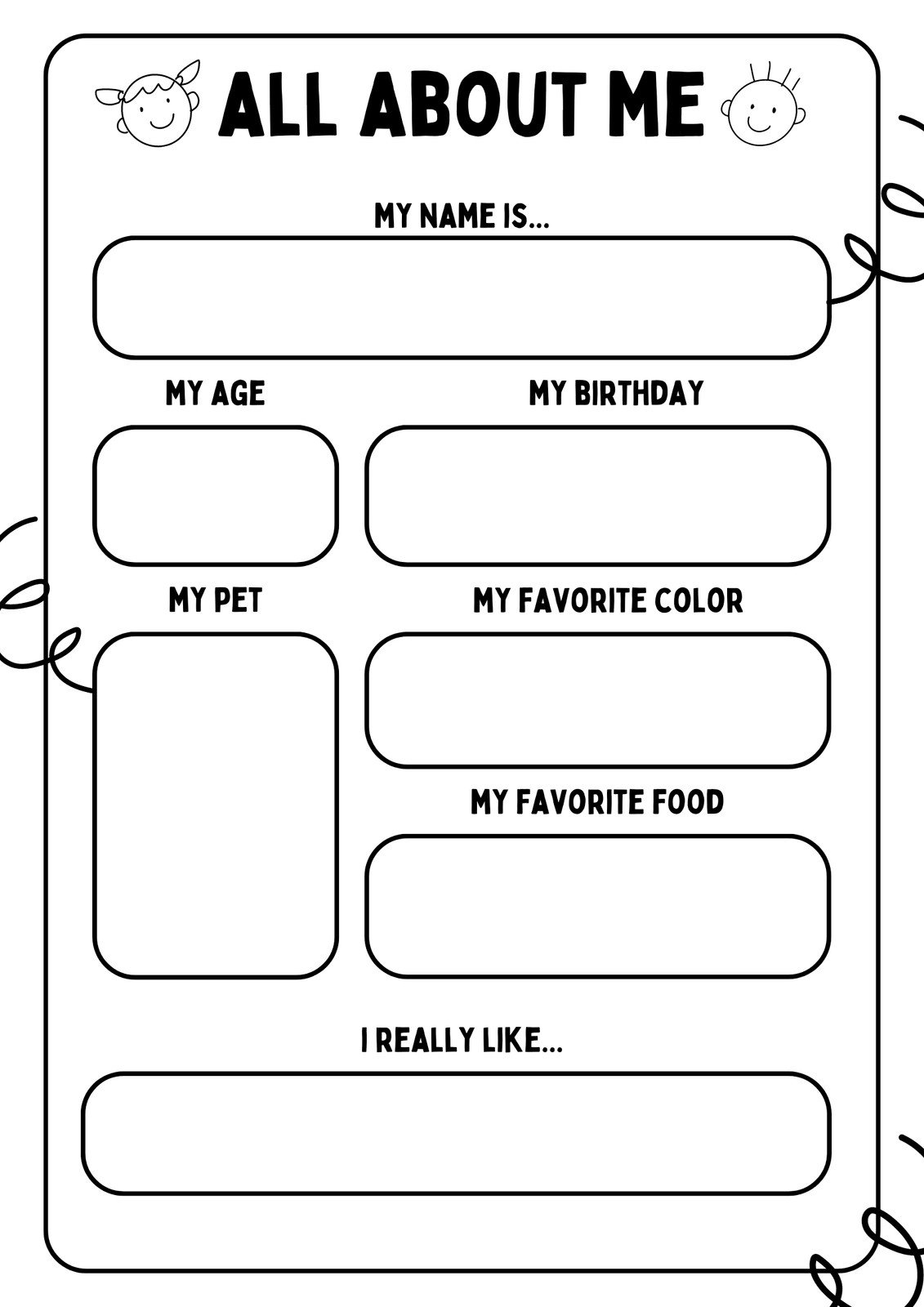 Free And Printable All About Me Worksheet Templates Worksheets 