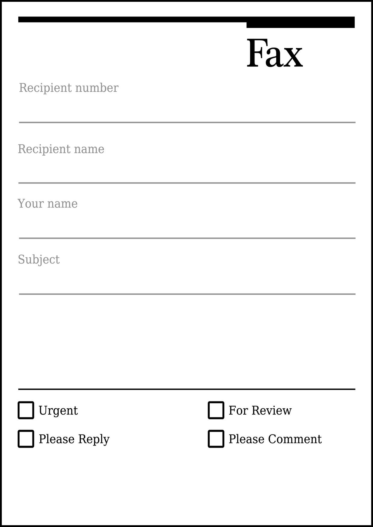 Fax Cover Template Printable