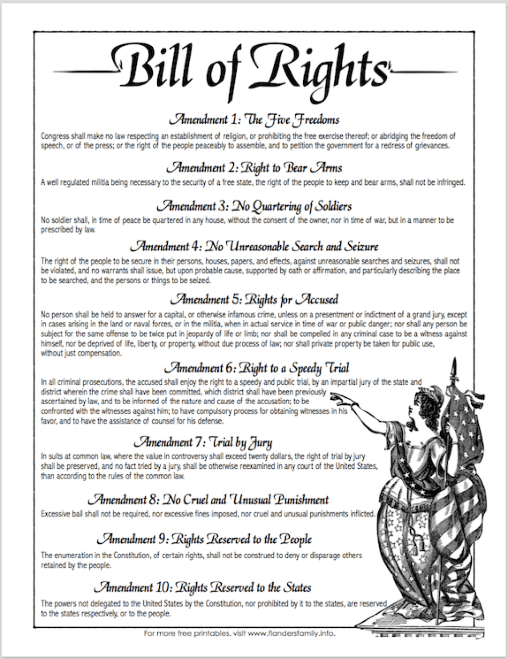 Free Bill Of Rights Printable Aspen Jay Worksheets Library