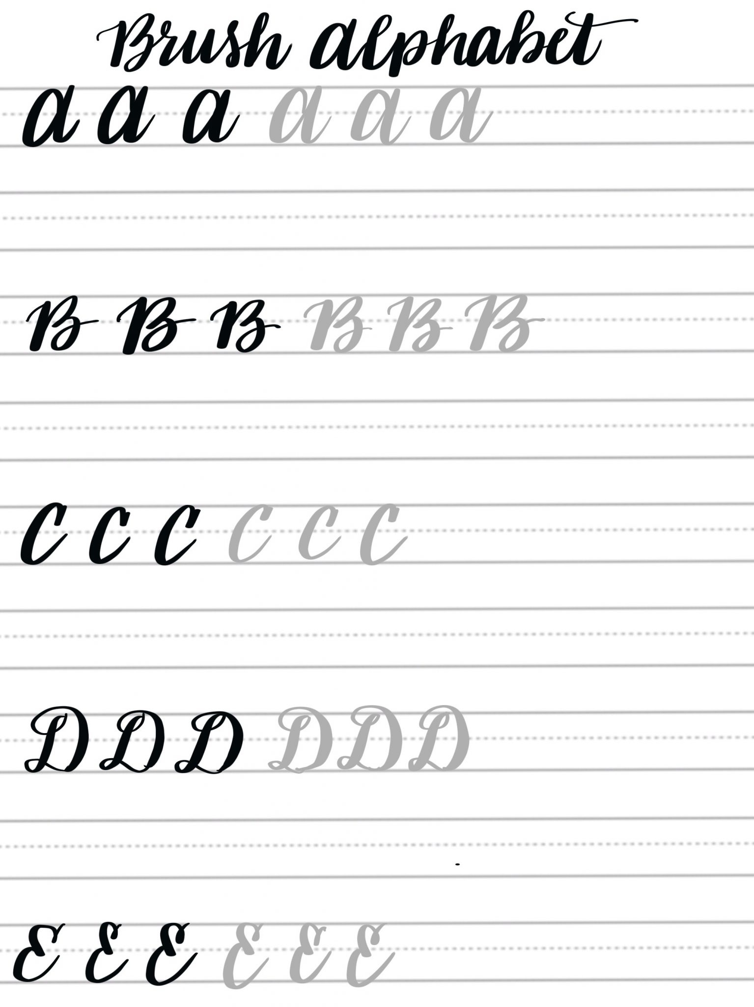 Free Brush Lettering Practice Sheets Uppercase Alphabet Amy 