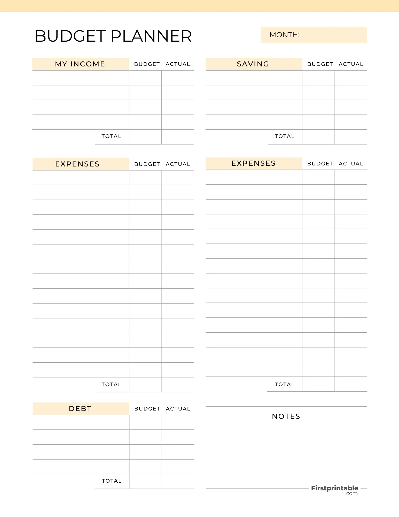 Free Monthly Budget Templates Printable