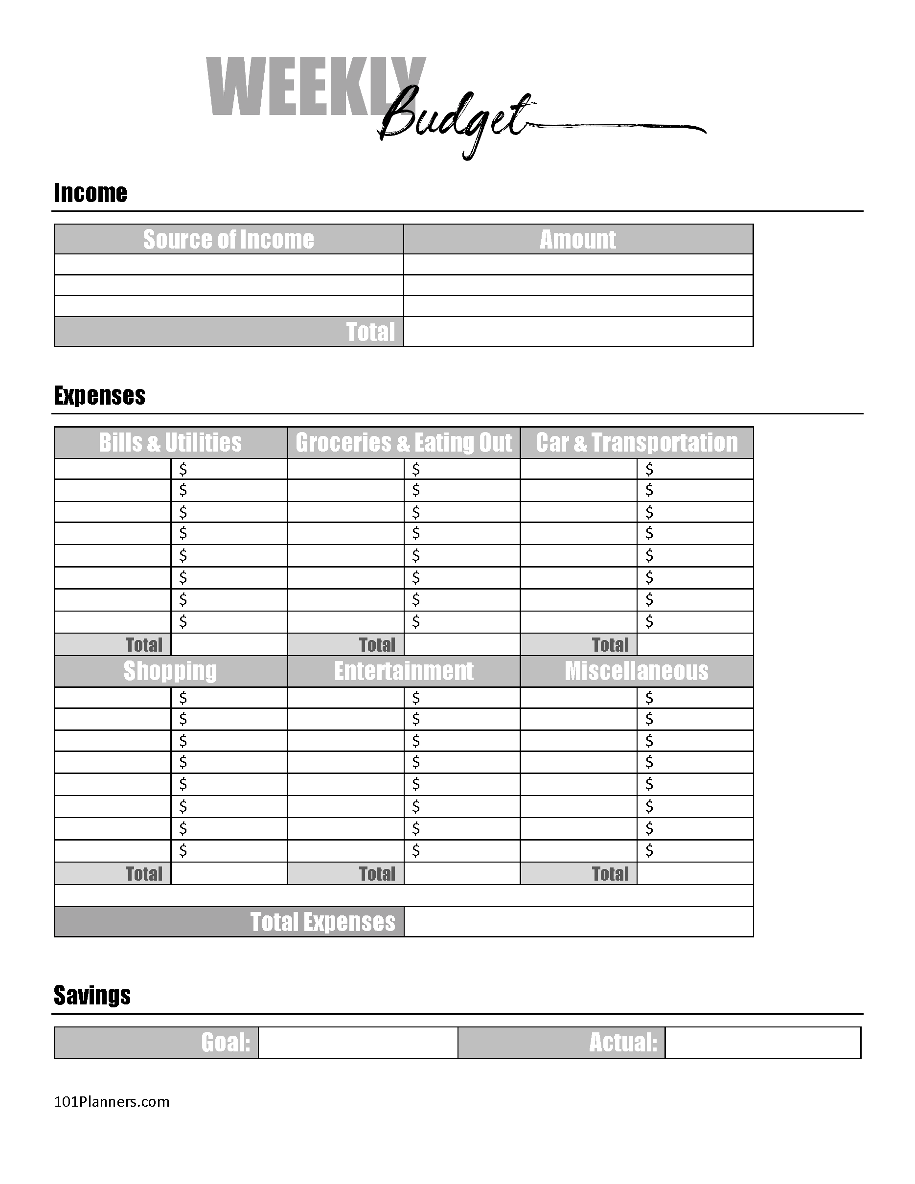 Printable Budget Worksheet In Spanish