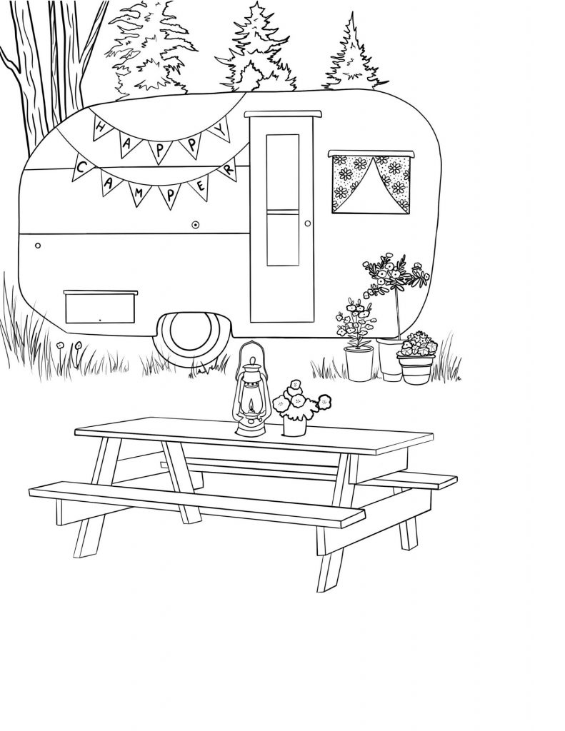 free camping coloring pages adventure travel family