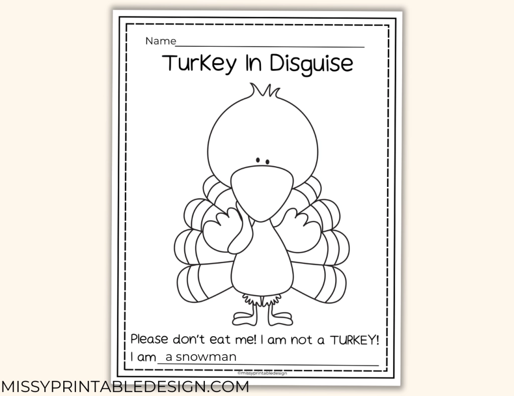 Free Disguise A Turkey Printable MissyPrintableDesign
