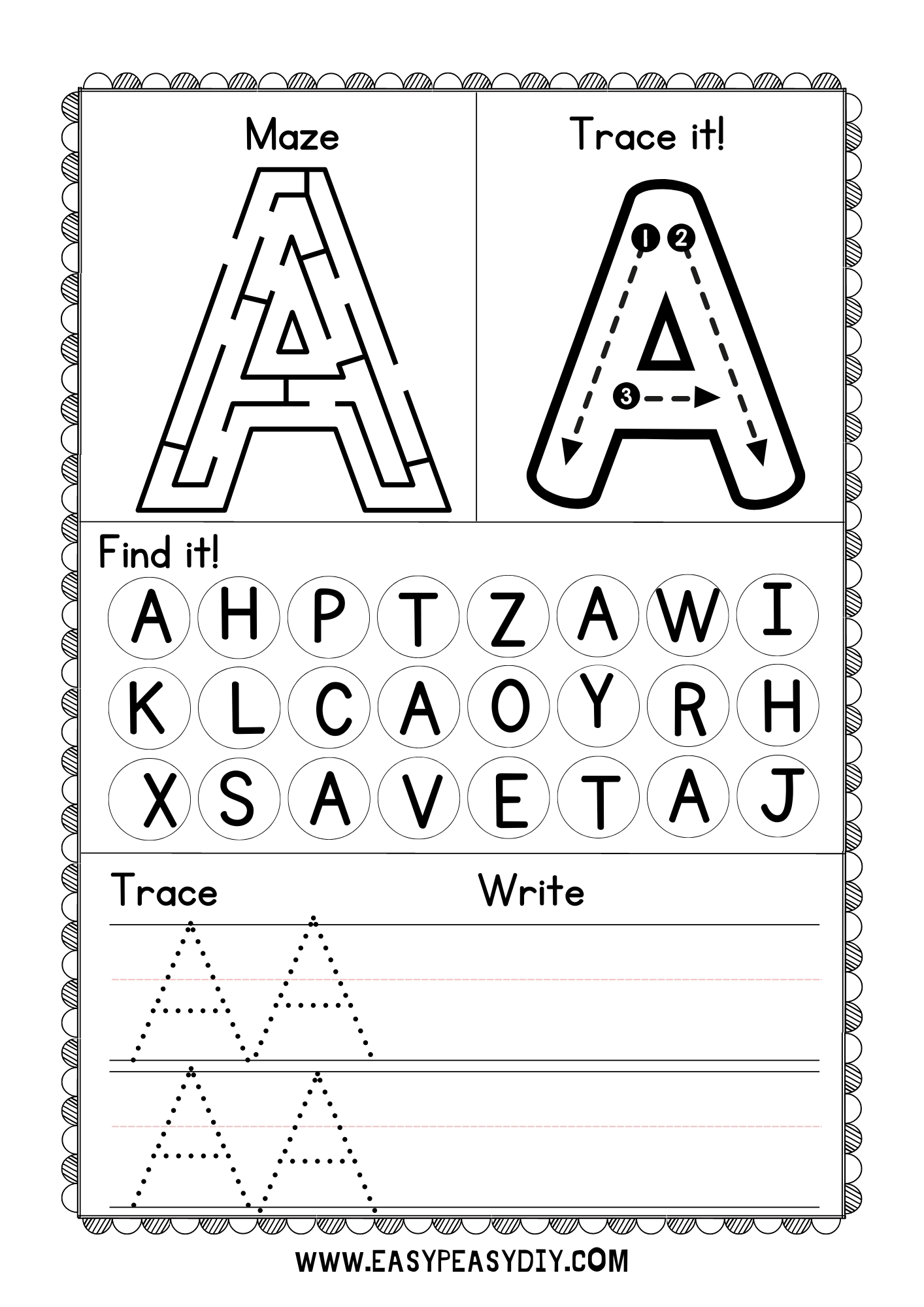 Printable Letter A Worksheets For Pre-k