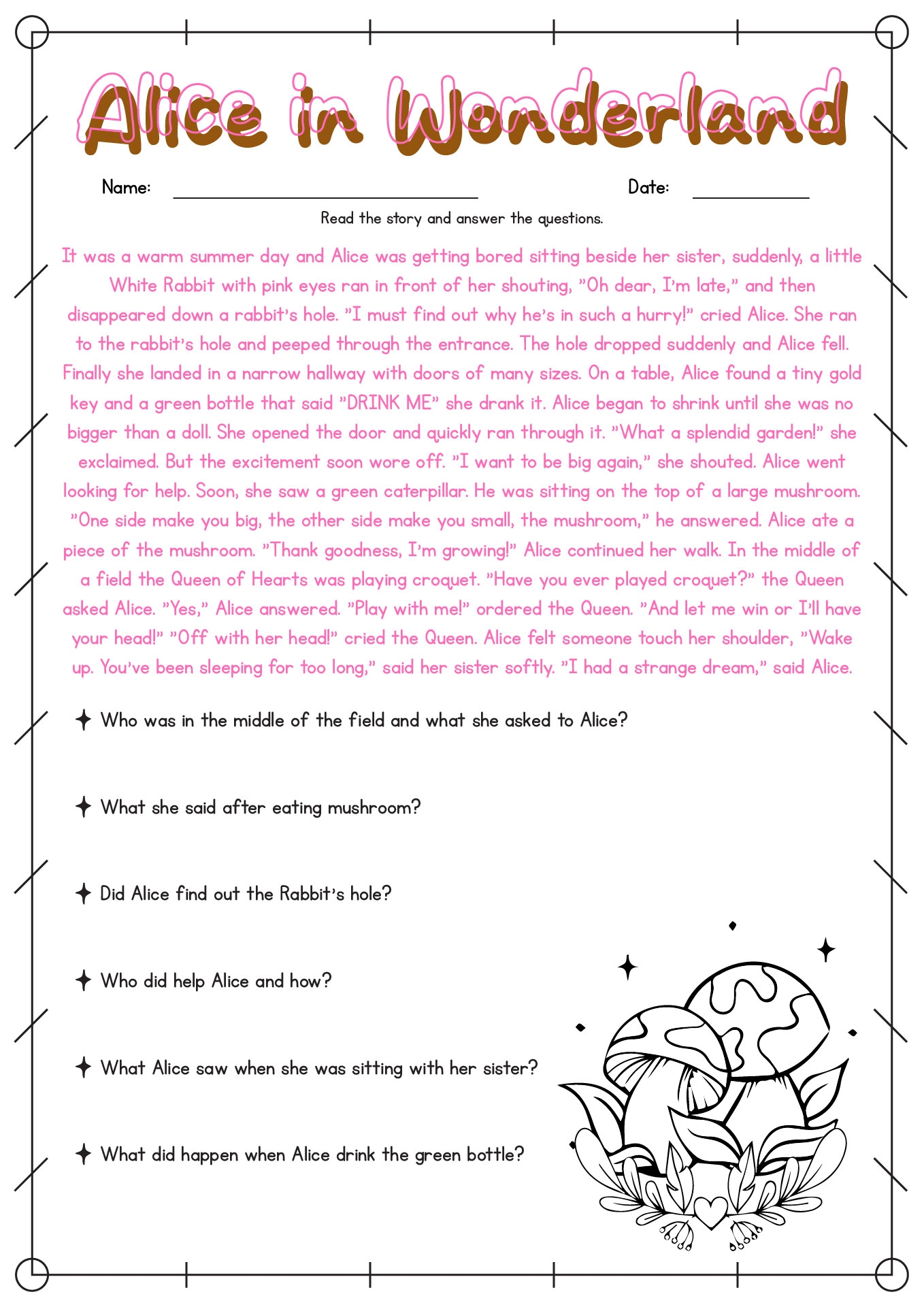 Free Free Printable 4th Grade Reading Comprehension Worksheet 