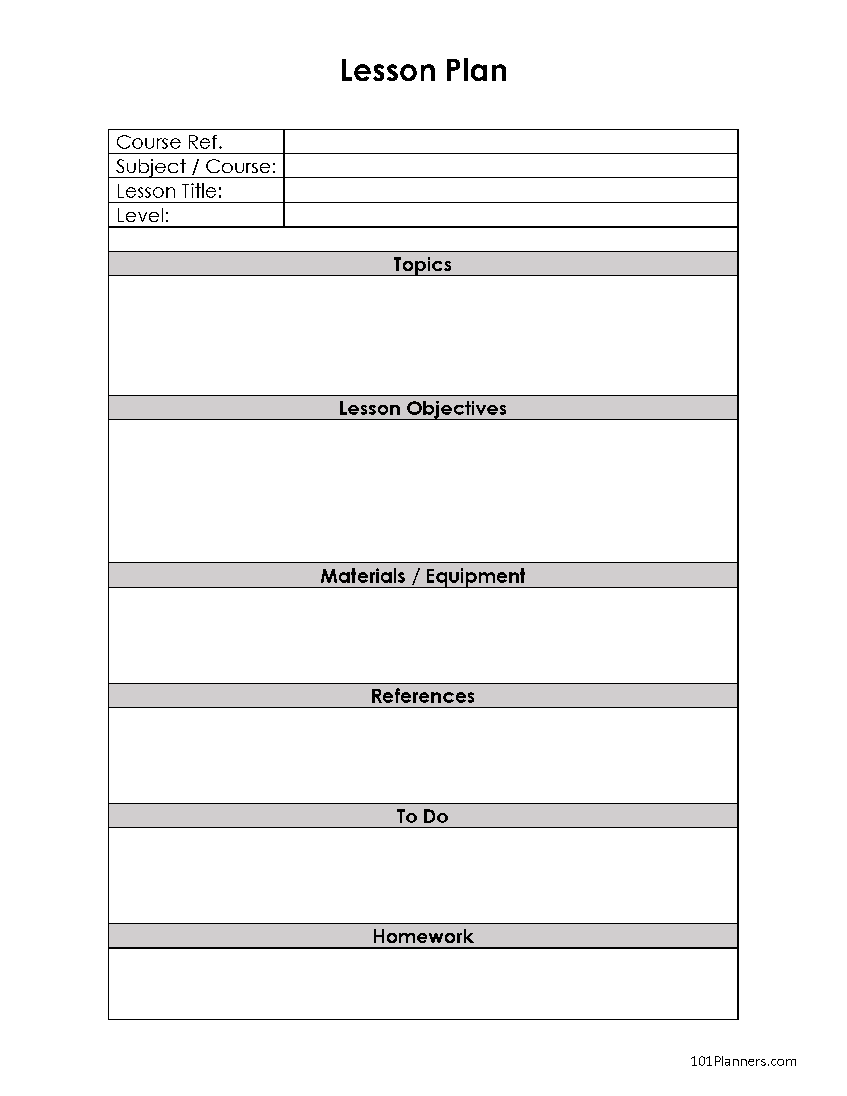 Free Lesson Plan Template Printable