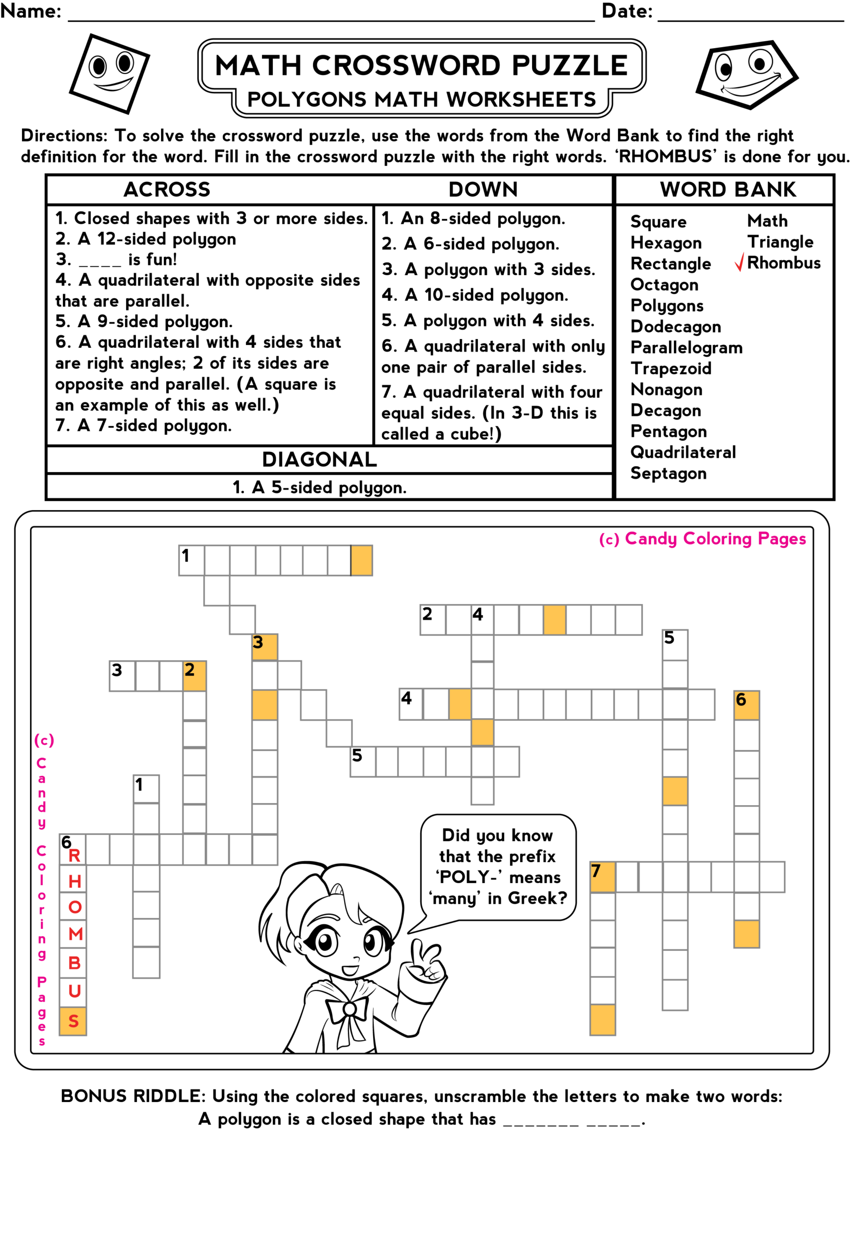 Crossword Puzzles For 6th Graders Free Online