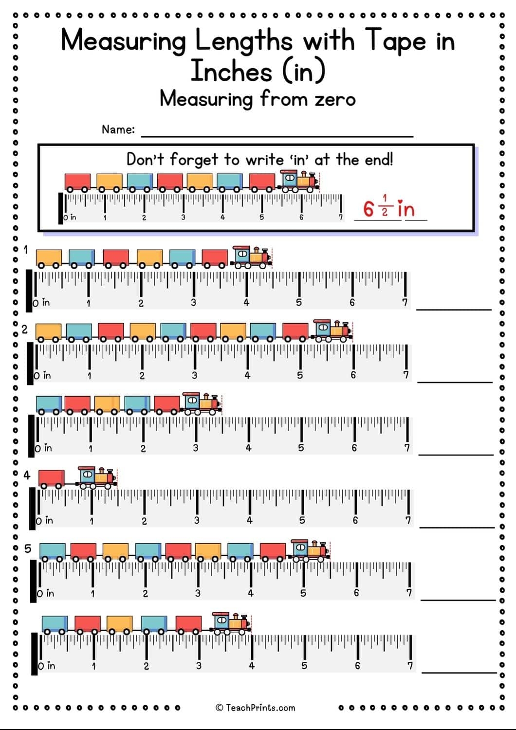 Free Measuring Tape Worksheets Teach Prints