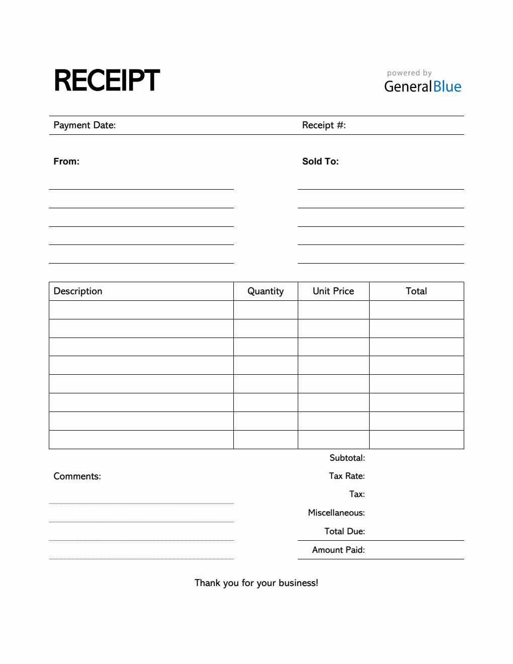 Free Printable Receipt Templates