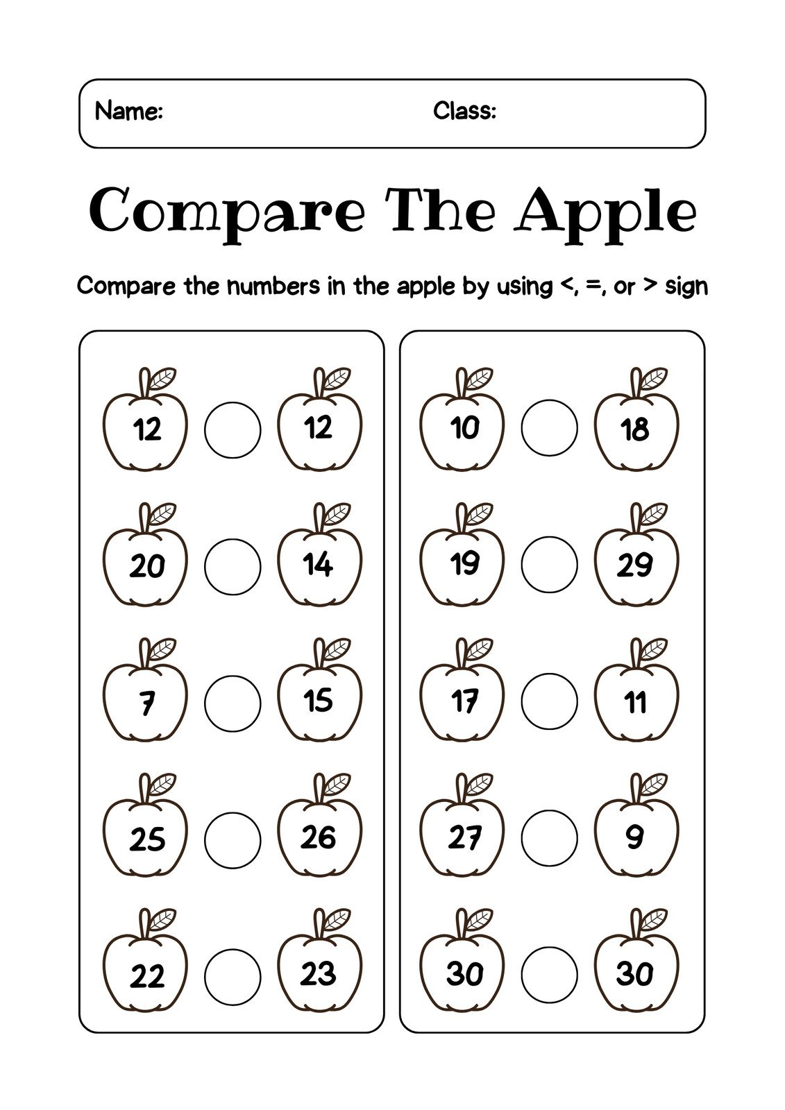 Math Worksheet Free Printable