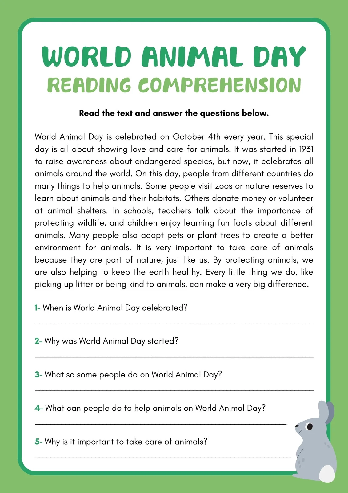 3rd Grade Reading Worksheets Printable Free