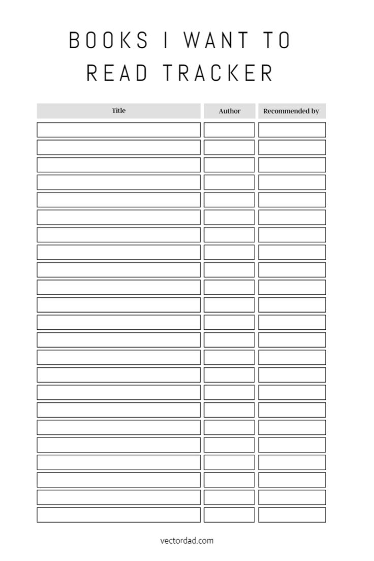 Free Printable Books I Want To Read Tracker Template