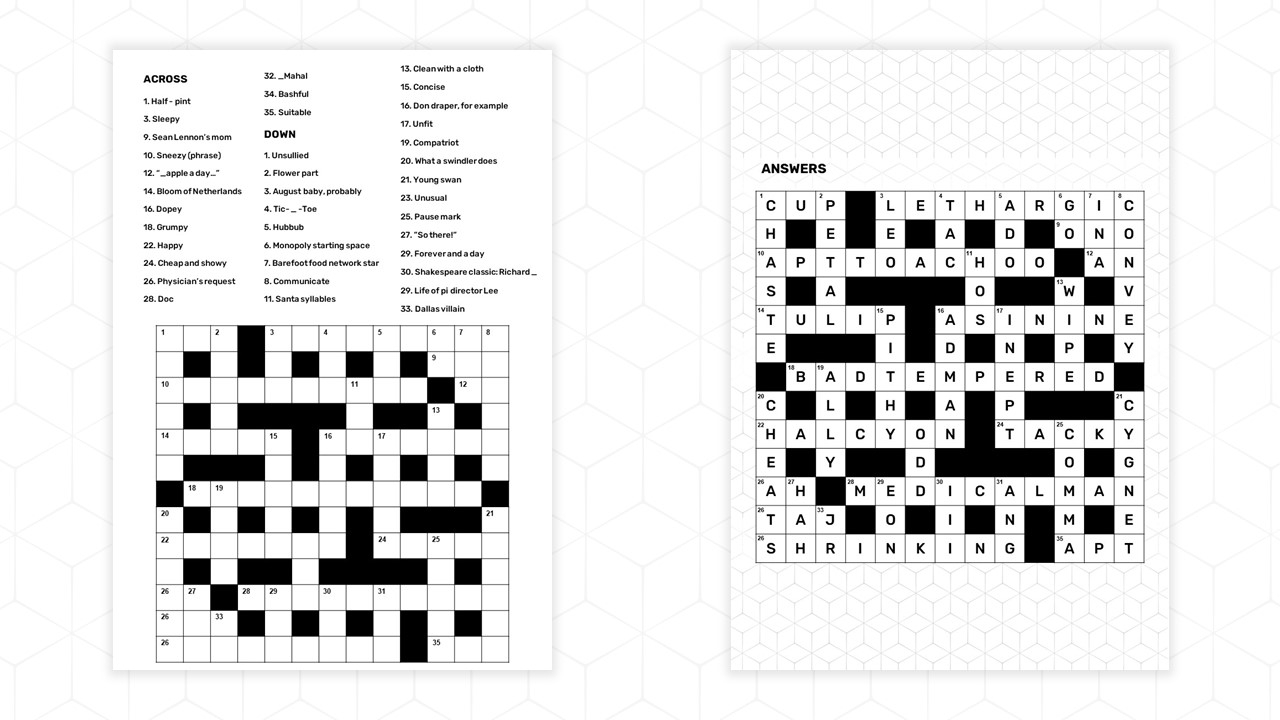 Printable Crossword Puzzles Template