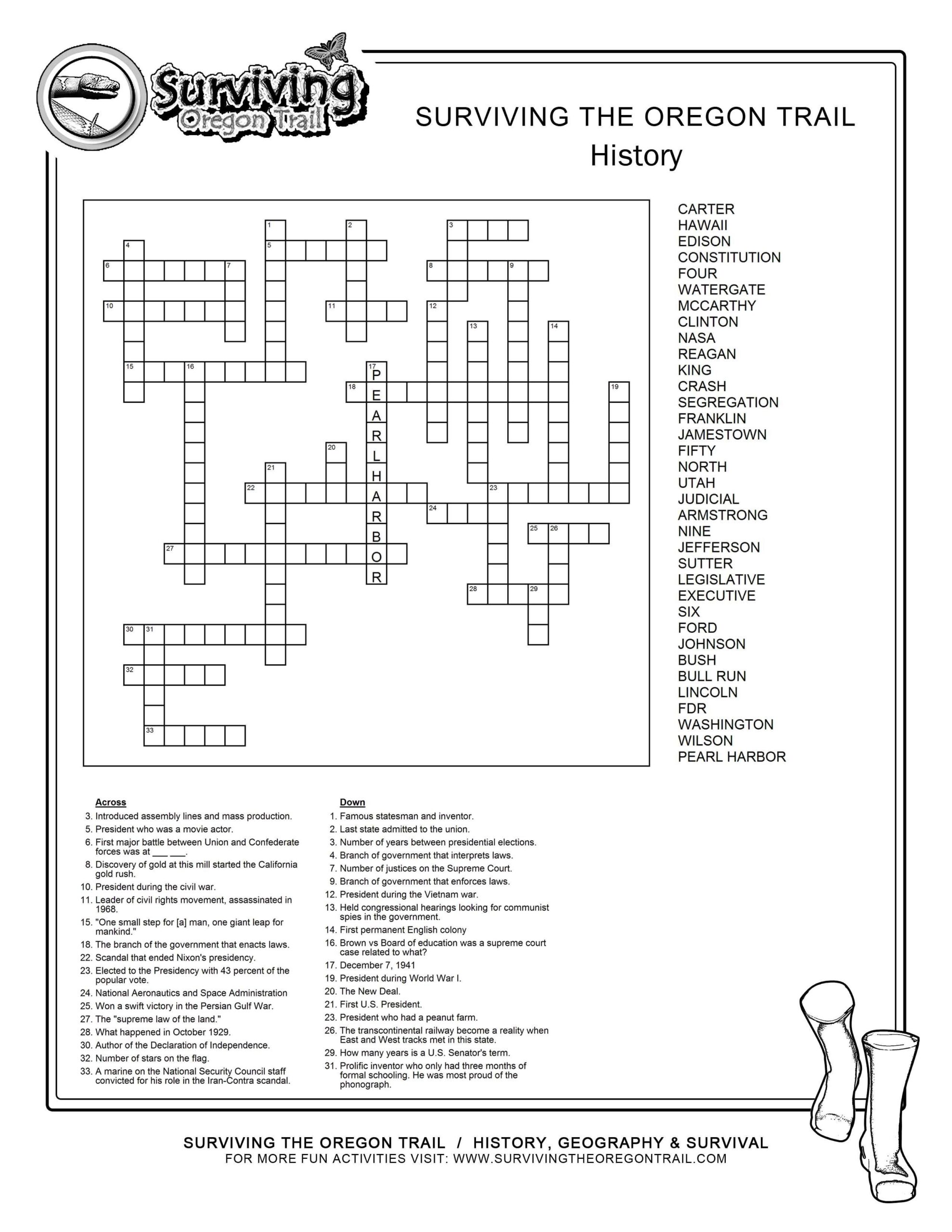 6th Grade Crossword Puzzles Printable