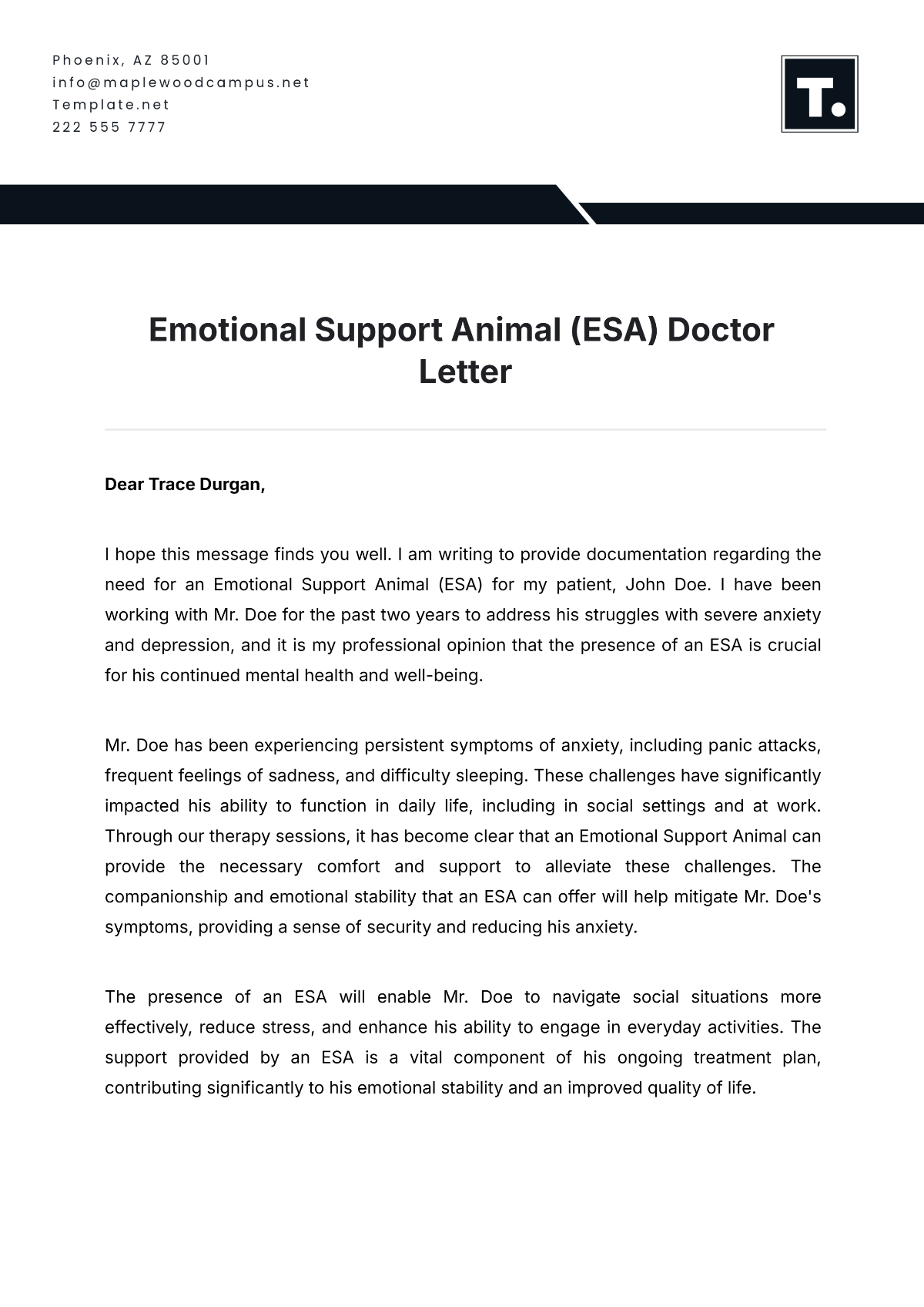 Free Printable Esa Letter Esa Support Dog Registration Free Free Printable Esa Letter Esa Support Dog Registration Free