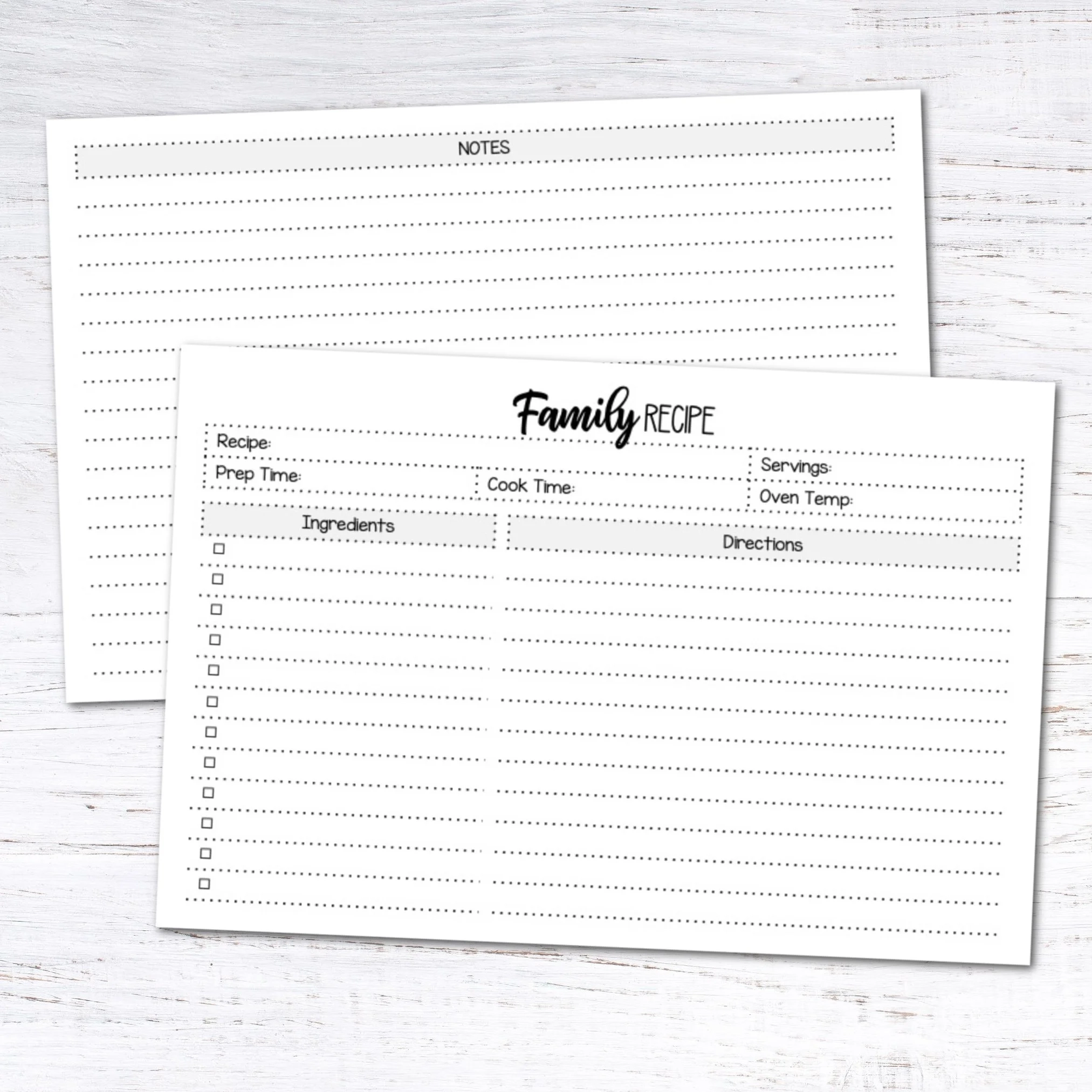 Free Printable Family Recipe Card Editable PDF Krafty Planner