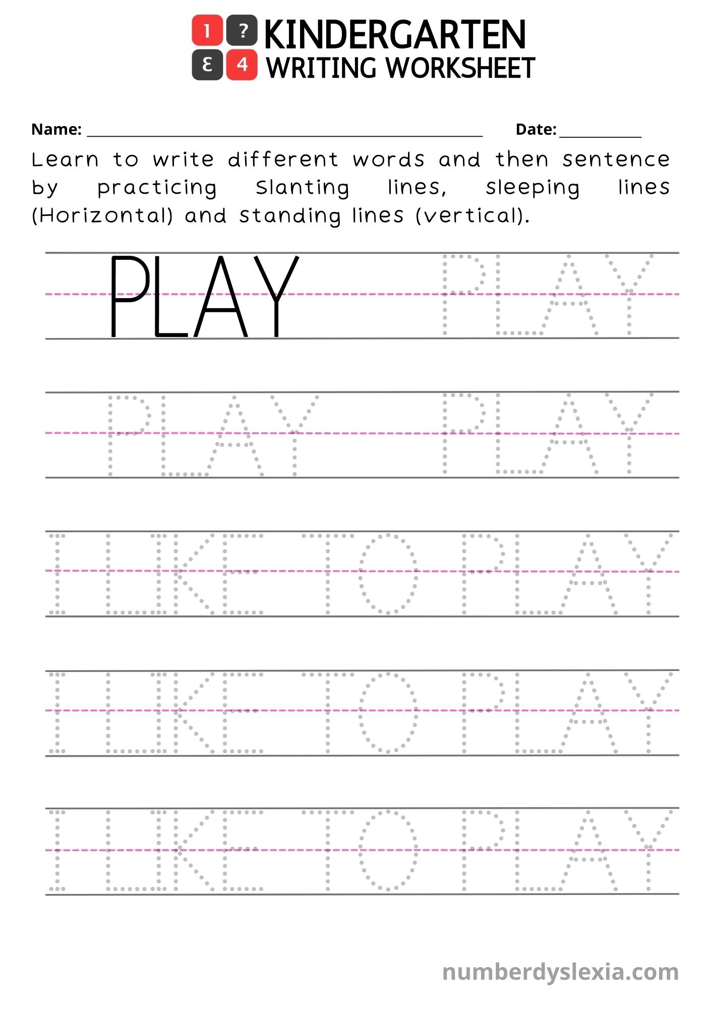 Kindergarten Worksheets Printable Writing