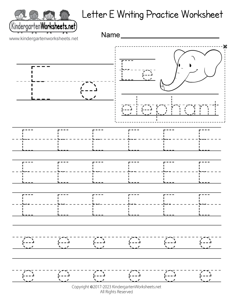 Free Printable For Letter E