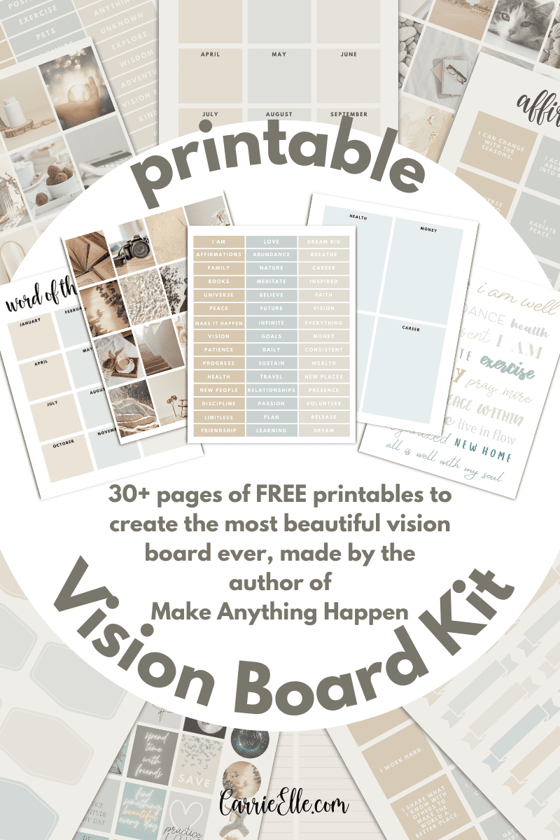 Free Printable Neutral Vision Board Kit Carrie Elle