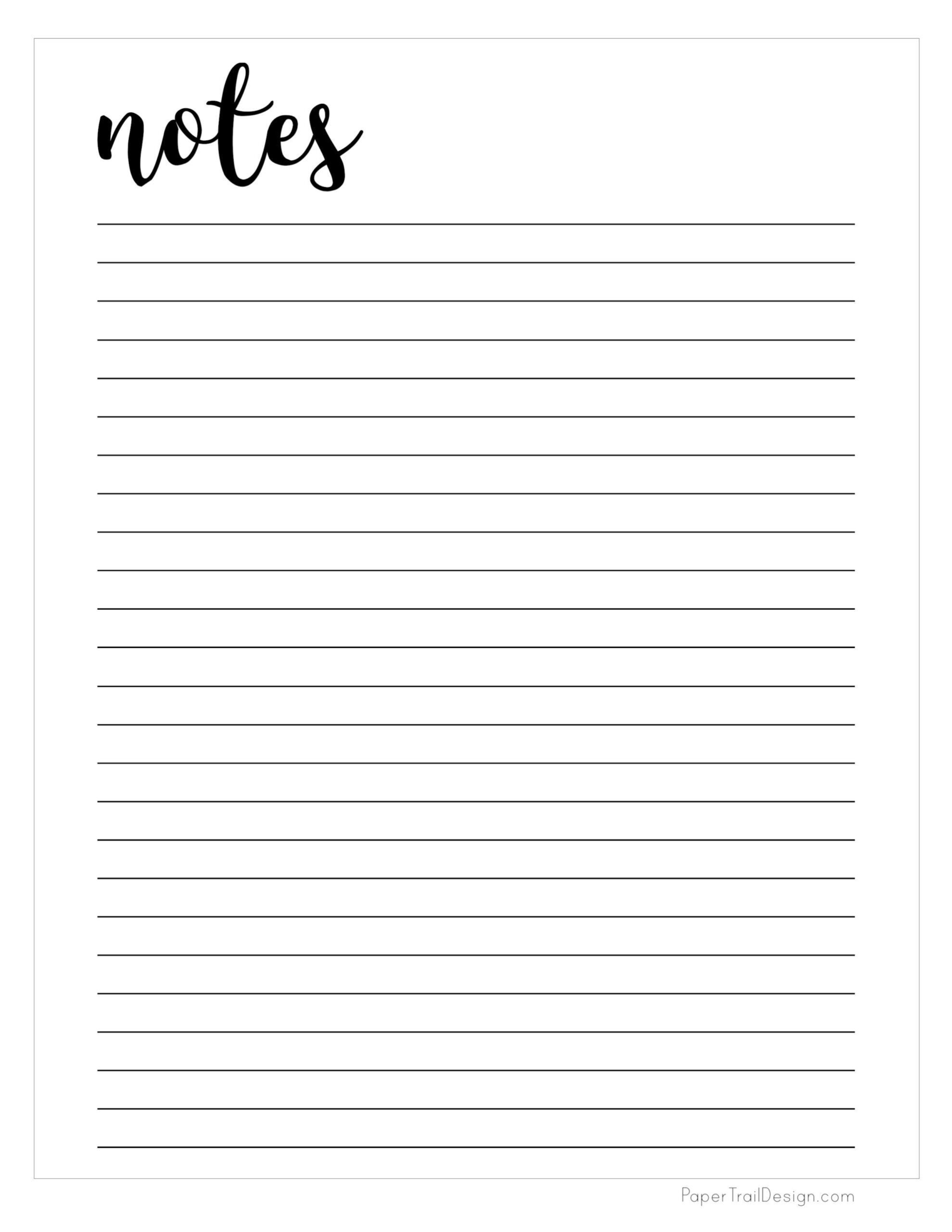 Free Printable Notes Template Paper Trail Design Worksheets 