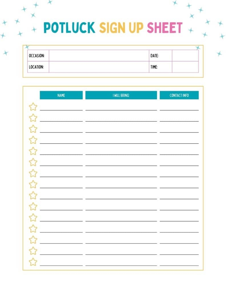 Free Printable Potluck Sign Up Sheets How To Organize Your Next 