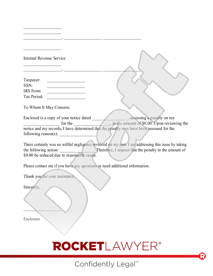 Free Response To IRS Penalty Rocket Lawyer